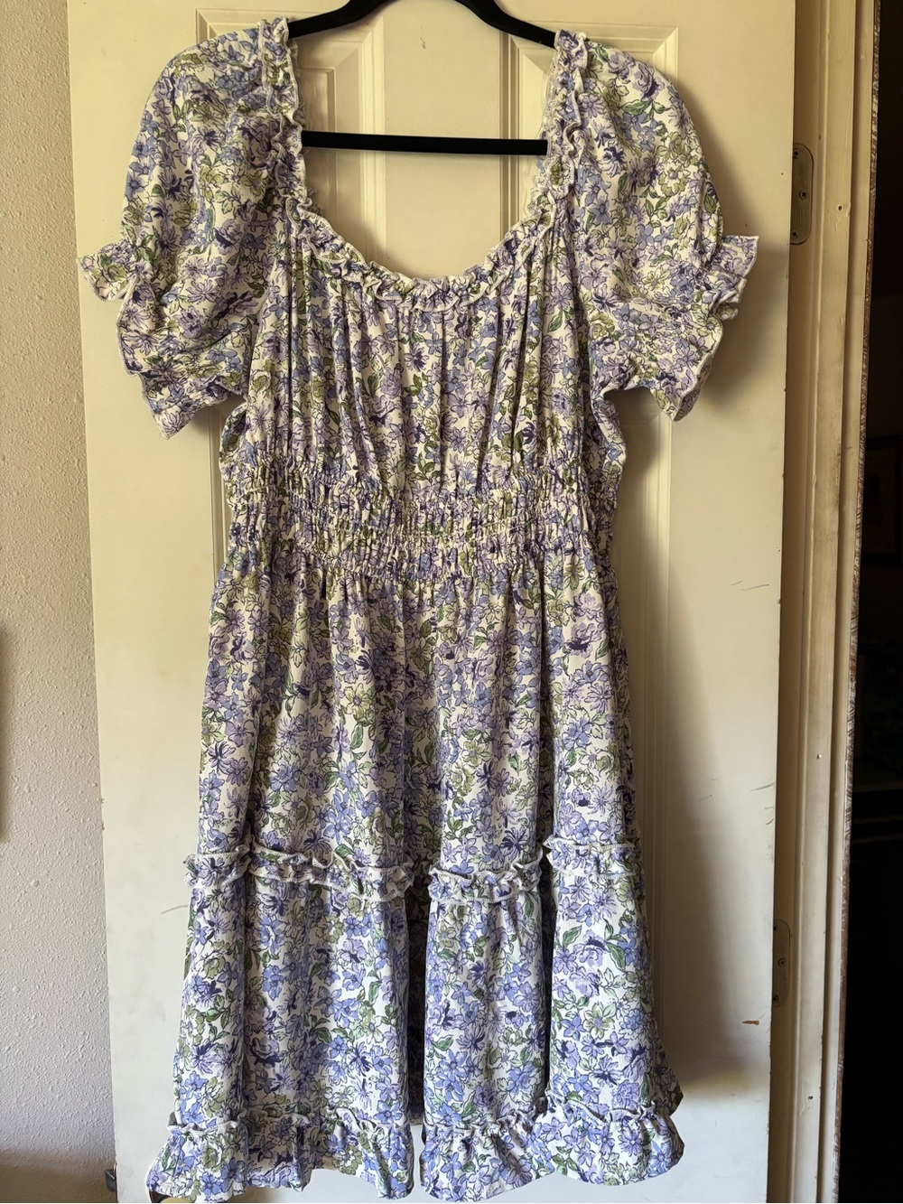 Inspired Hearts Lavender Floral Puff-Sleeve Sundress